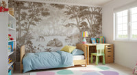 Warm brown woodland mural in a calm kids bedroom GD12400