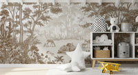 Sepia forest deer mural in a soft nursery GD12400