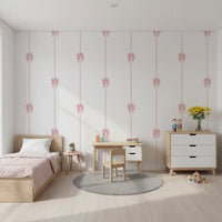 Soft Pink Ribbon Vertical Stripe Wallpaper⁠