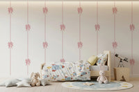 Soft Pink Ribbon Vertical Stripe Wallpaper⁠