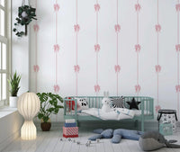 Soft Pink Ribbon Vertical Stripe Wallpaper⁠