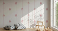 Soft Pink Ribbon Vertical Stripe Wallpaper⁠