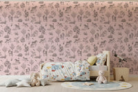 Enchanted Unicorn Forest in Blush Wallpaper⁠