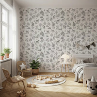 Monochrome Enchanted Forest Creatures Wallpaper⁠
