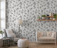 Monochrome Enchanted Forest Creatures Wallpaper⁠