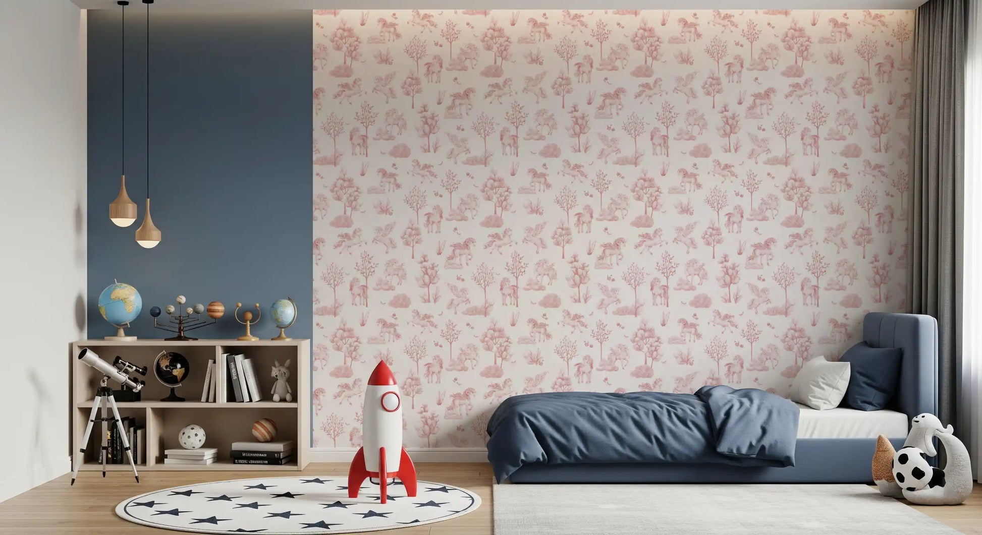 Enchanted Blush Unicorn Meadow Wallpaper⁠