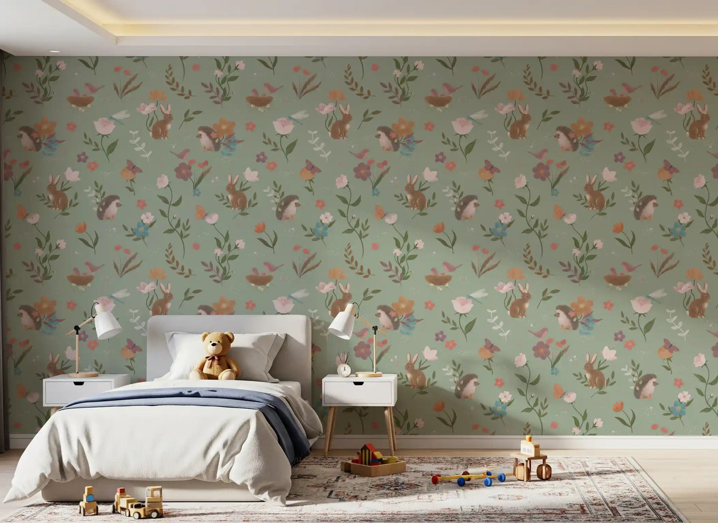 Forest Friends and Floral Meadow Wallpaper⁠