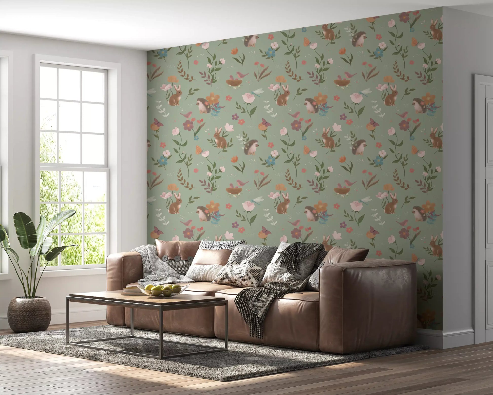 Forest Friends and Floral Meadow Wallpaper⁠