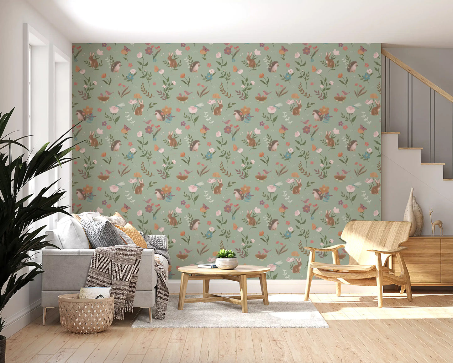 Forest Friends and Floral Meadow Wallpaper⁠