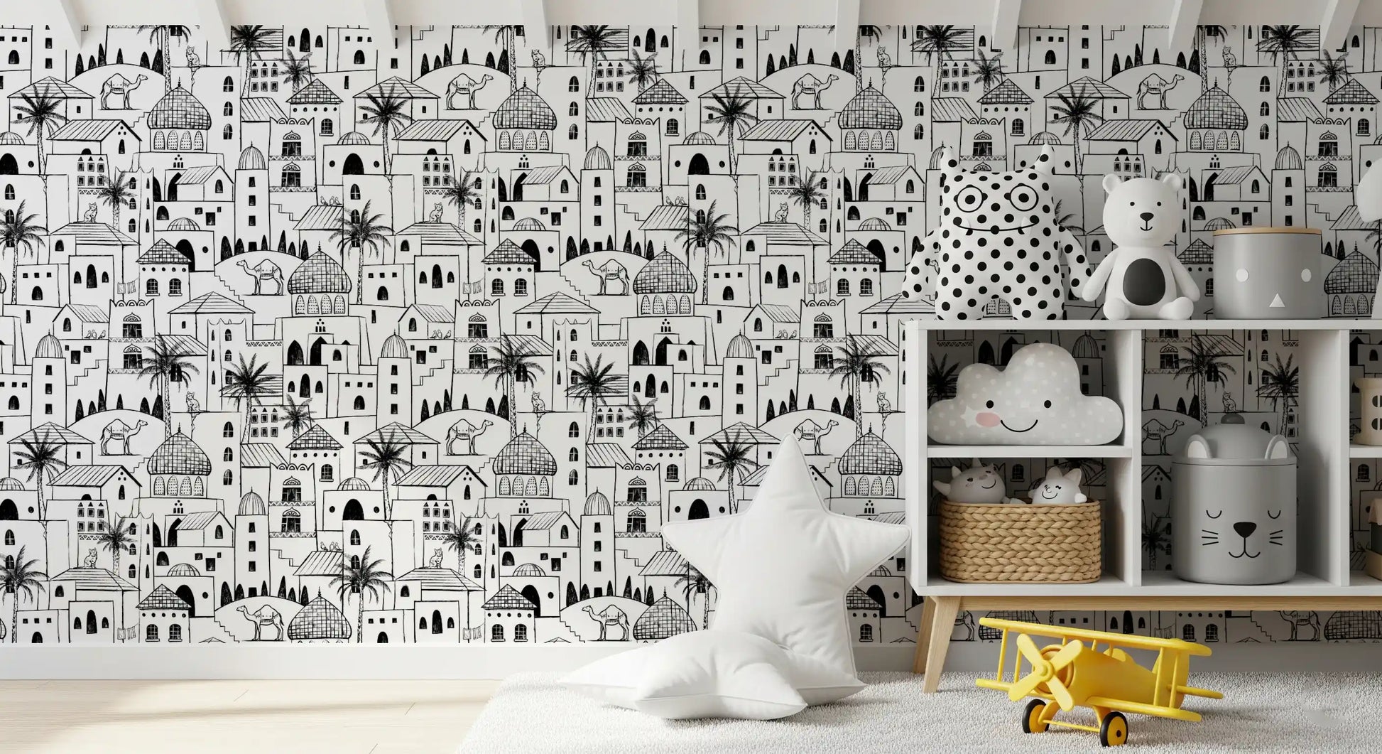 Middle Eastern Desert Town Sketch Wallpaper⁠