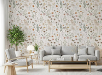 Rustic Meadow Botanical Sketch Wallpaper⁠