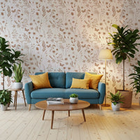 Rustic Meadow Botanical Sketch Wallpaper⁠