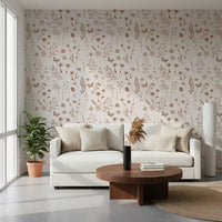 Rustic Meadow Botanical Sketch Wallpaper⁠