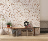 Rustic Meadow Botanical Sketch Wallpaper⁠