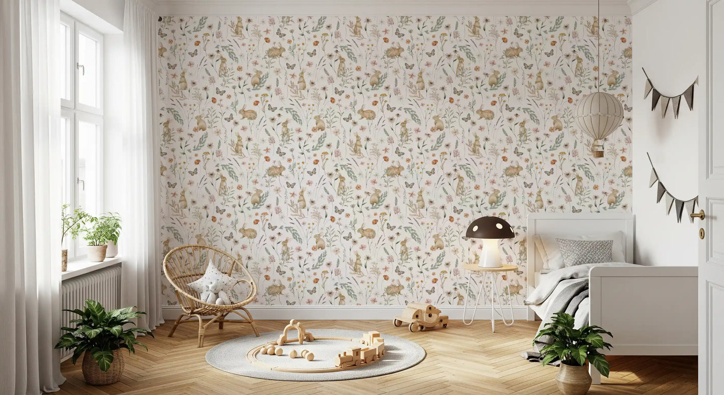 Enchanted Woodland Bunny Trail Wallpaper⁠