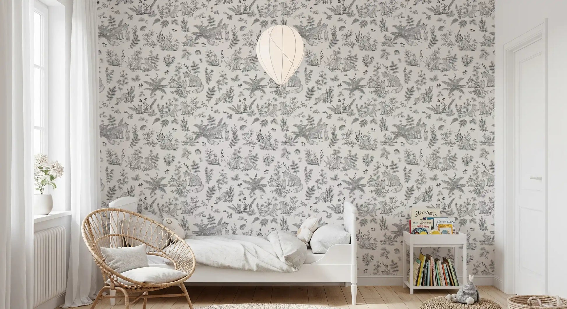Rustic Forest Friends Botanical Sketch Wallpaper⁠