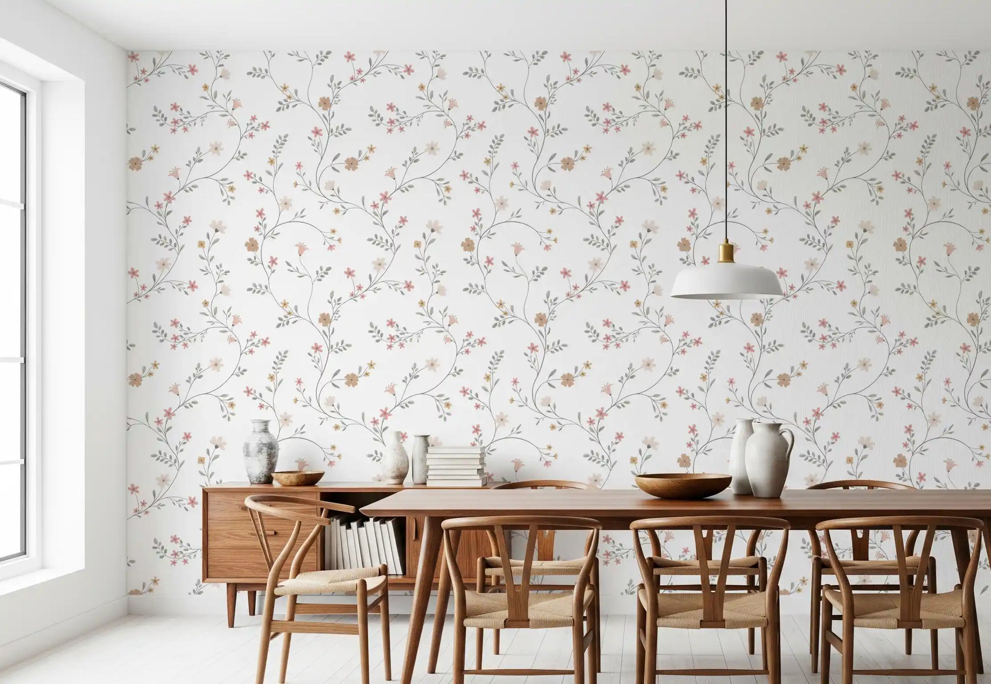 Dainty Pastel Floral Trails Wallpaper⁠