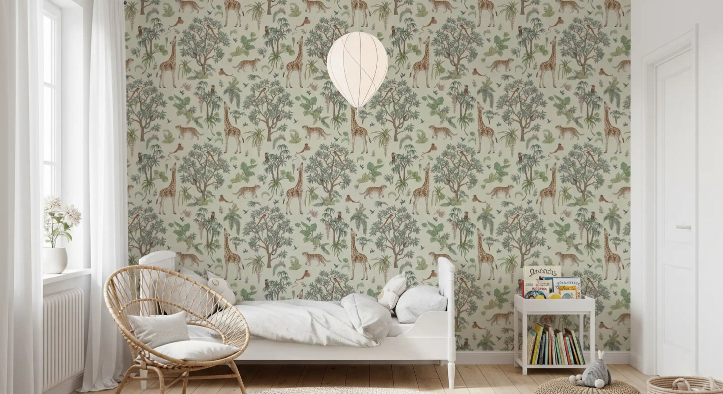 Exotic Safari Botanical Illustration Wallpaper⁠