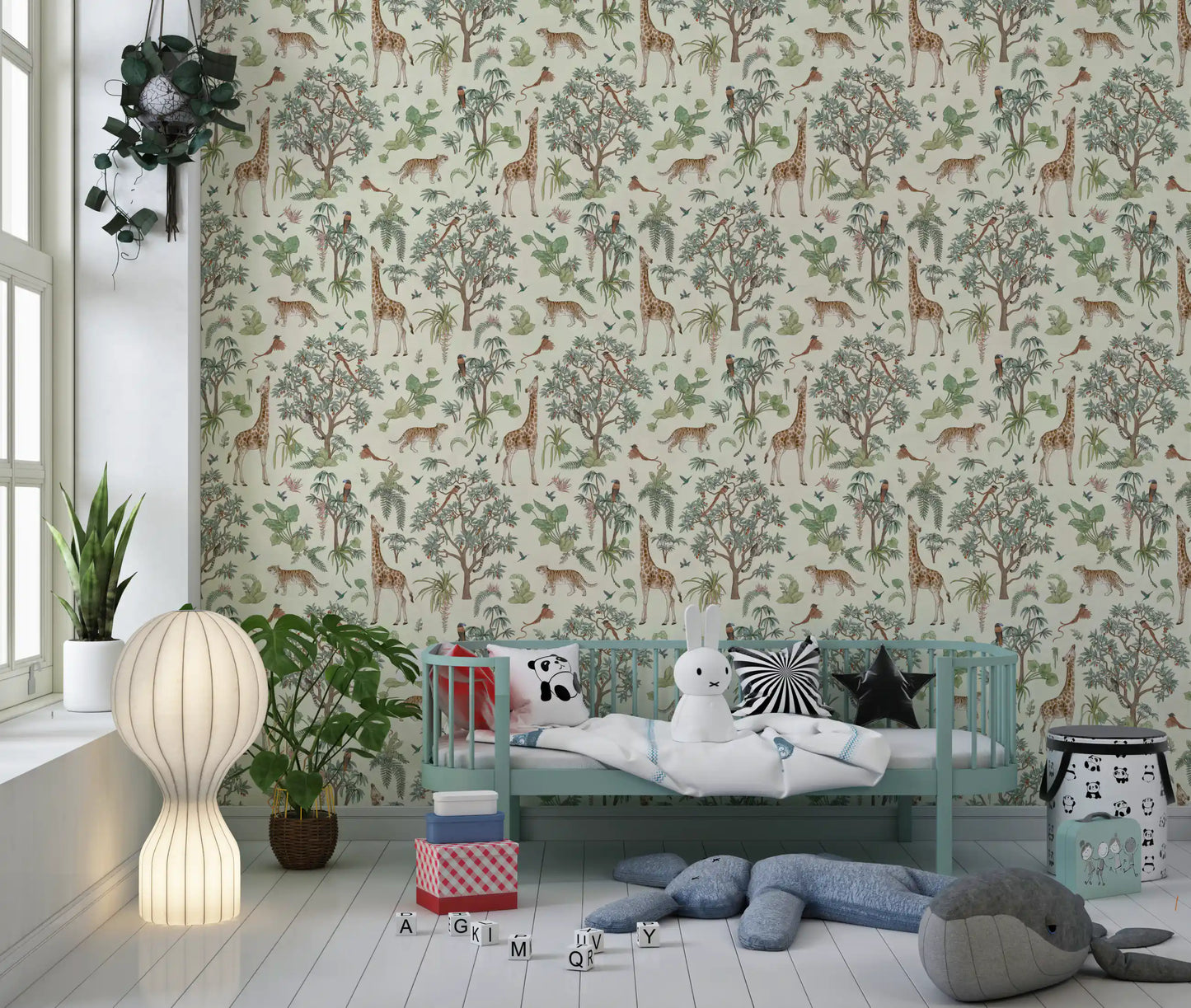 Exotic Safari Botanical Illustration Wallpaper⁠