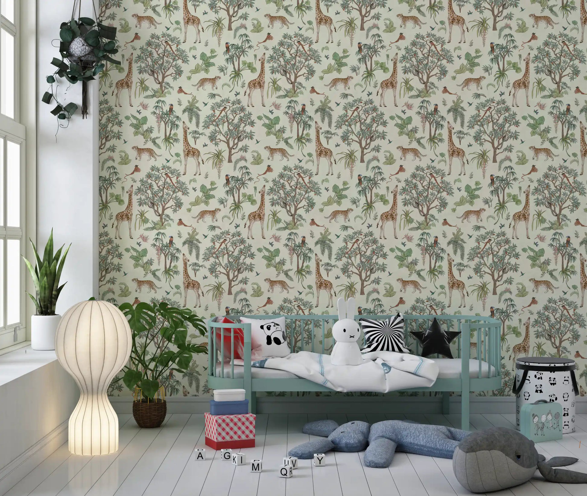 Exotic Safari Botanical Illustration Wallpaper⁠