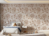 Monochromatic Wildlife Jungle Toile Wallpaper⁠