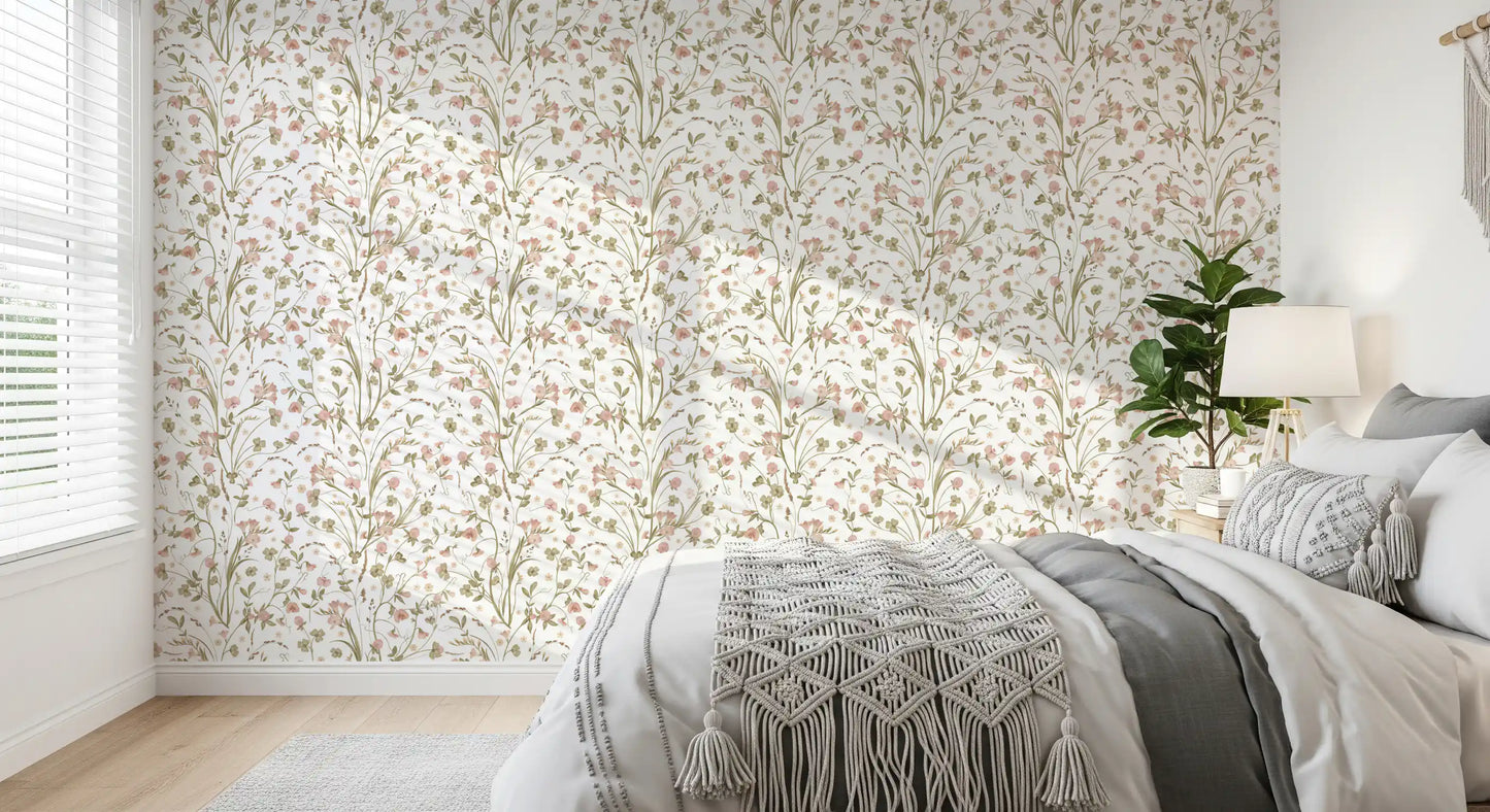 Meadow Wildflower Botanical Illustration Wallpaper⁠