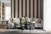 Olive Green and Dusty Rose Vertical Stripe Wallpaper⁠