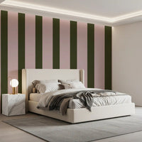 Olive Green and Dusty Rose Vertical Stripe Wallpaper⁠