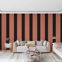 Burnt Orange and Charcoal Vertical Stripes Wallpaper⁠