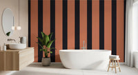 Burnt Orange and Charcoal Vertical Stripes Wallpaper⁠
