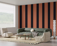 Burnt Orange and Charcoal Vertical Stripes Wallpaper⁠