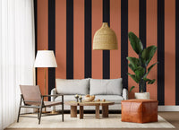 Burnt Orange and Charcoal Vertical Stripes Wallpaper⁠
