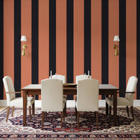 Burnt Orange and Charcoal Vertical Stripes Wallpaper⁠
