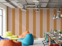 Ochre and Dusty Pink Vertical Stripes Wallpaper⁠