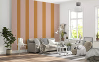 Ochre and Dusty Pink Vertical Stripes Wallpaper⁠