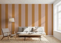 Ochre and Dusty Pink Vertical Stripes Wallpaper⁠