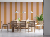 Ochre and Dusty Pink Vertical Stripes Wallpaper⁠