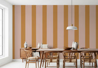 Ochre and Dusty Pink Vertical Stripes Wallpaper⁠