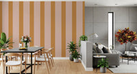 Ochre and Dusty Pink Vertical Stripes Wallpaper⁠