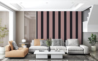 Charcoal and Dusky Pink Stripes Wallpaper⁠