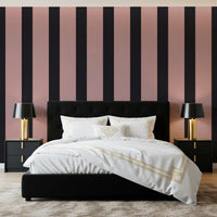 Charcoal and Dusky Pink Stripes Wallpaper⁠