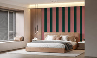 Deep Forest and Dusky Pink Vertical Stripes Wallpaper⁠