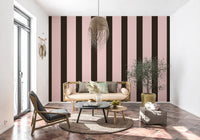 Mocha and Blush Striped Pattern Wallpaper⁠