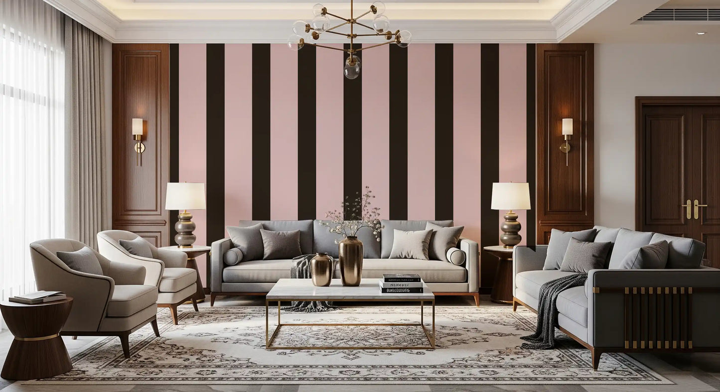 Mocha and Blush Striped Pattern Wallpaper⁠