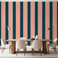 Minimalist Peach and Petrol Stripes Wallpaper⁠