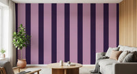 Deep Plum and Soft Lilac Vertical Stripes Wallpaper⁠