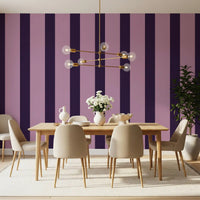 Deep Plum and Soft Lilac Vertical Stripes Wallpaper⁠