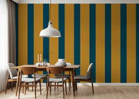 Teal and Ochre Stripe Pattern Wallpaper⁠