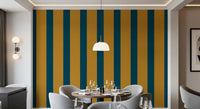 Teal and Ochre Stripe Pattern Wallpaper⁠