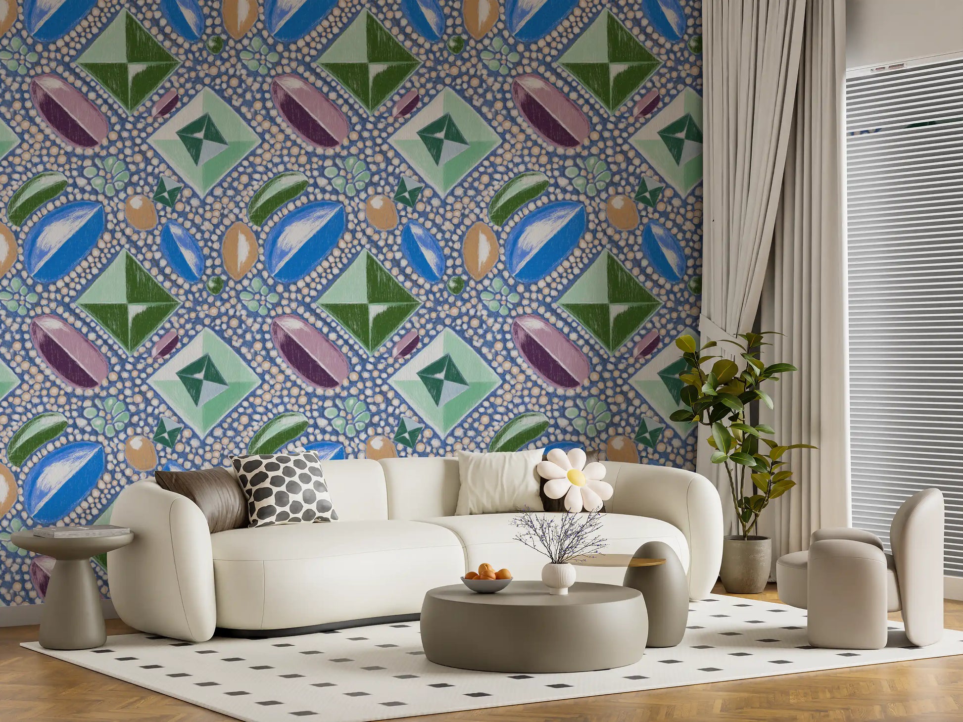 Royal Gemstones Blue Pastel Wallpaper⁠
